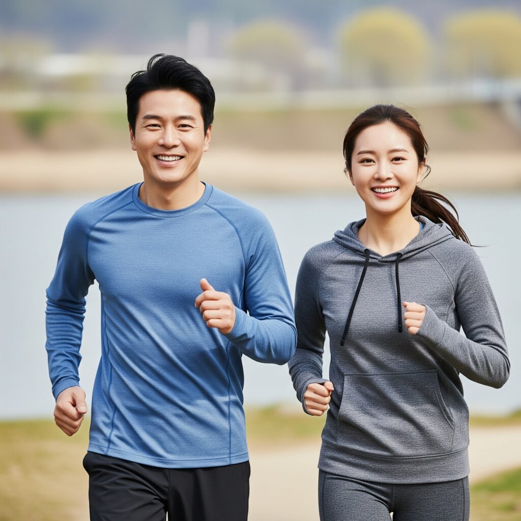 혈당관리를 위해 유산소운동을 하는 남성과 여성